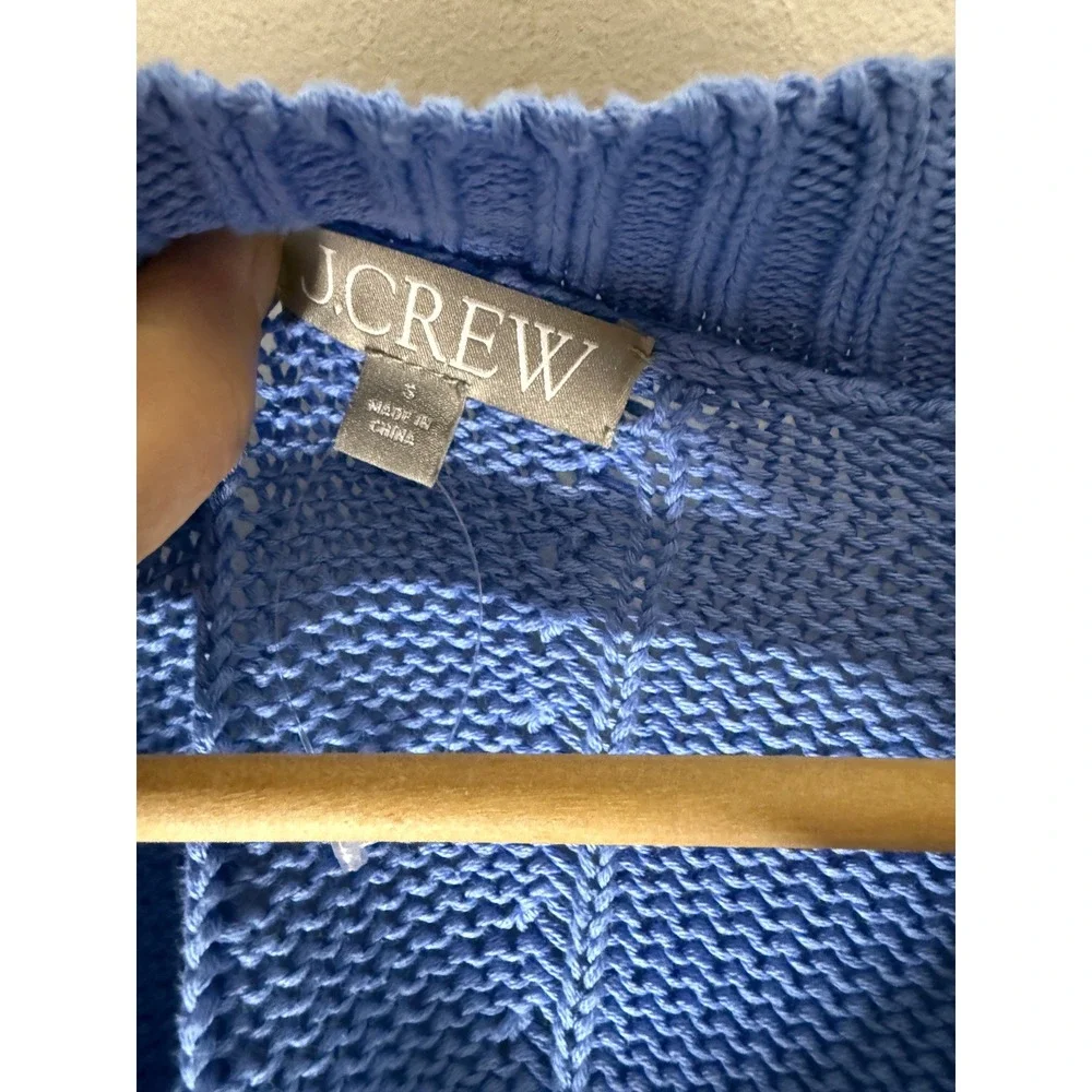 J.Crew Womens Periwinkle Blue Cotton V-Neck Shaker Stitch Sweater CJ906 Small